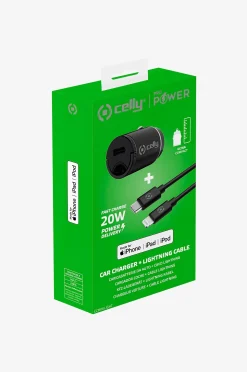 Autolaturi Mini USB-C PD 20 W + USB-C-Lightning-johto
