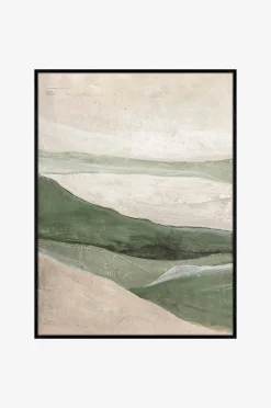 Design Maalaus / Green Field / 90x120 Cm / Musta kehys