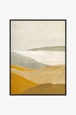 Design Maalaus / Yellow Field / 90x120 Cm / Musta kehys