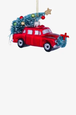 Joulukoriste Punainen auto ja joulukuusi, K 5,5 cm