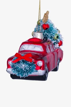 Joulukoriste Punainen auto ja joulukuusi, K 5,5 cm