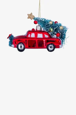 Joulukoriste Punainen auto ja joulukuusi, K 5,5 cm