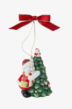 Joulukuusenkoriste Tree Hugging Snowman Christmas Tree, korkeus 9 cm