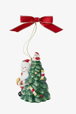 Joulukuusenkoriste Tree Hugging Snowman Christmas Tree, korkeus 9 cm
