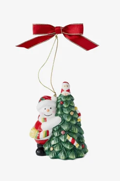 Joulukuusenkoriste Tree Hugging Snowman Christmas Tree, korkeus 9 cm