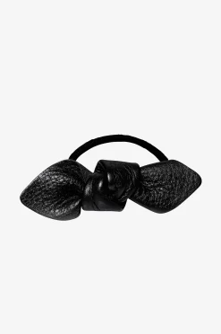 Leather Bow Small Hair Tie