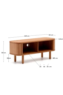 Mailen 2-ovinen tv-teline tuhkaviilua, tumma pinta 120 x 50 cm
