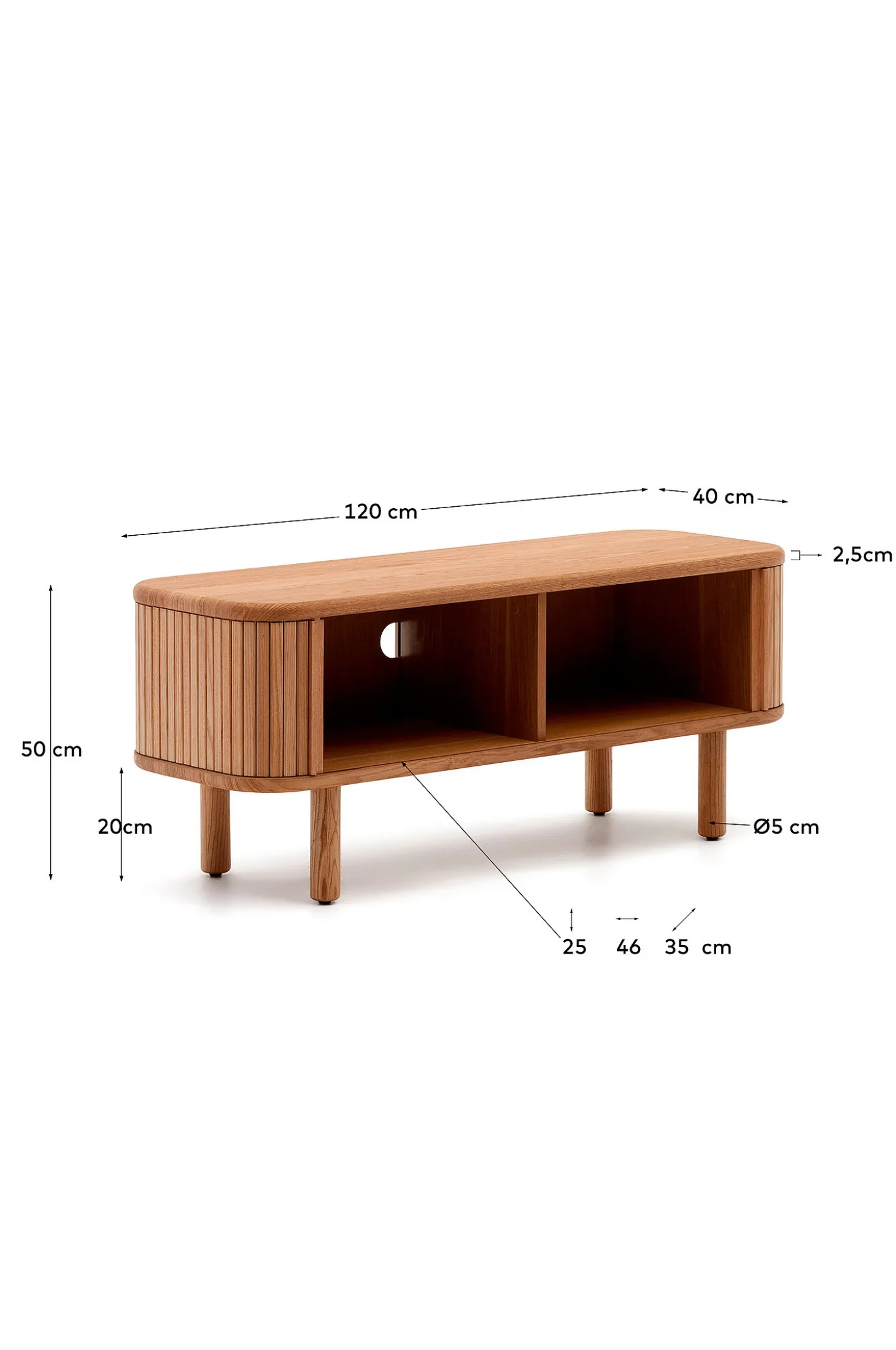 Mailen 2-ovinen tv-teline tuhkaviilua, tumma pinta 120 x 50 cm