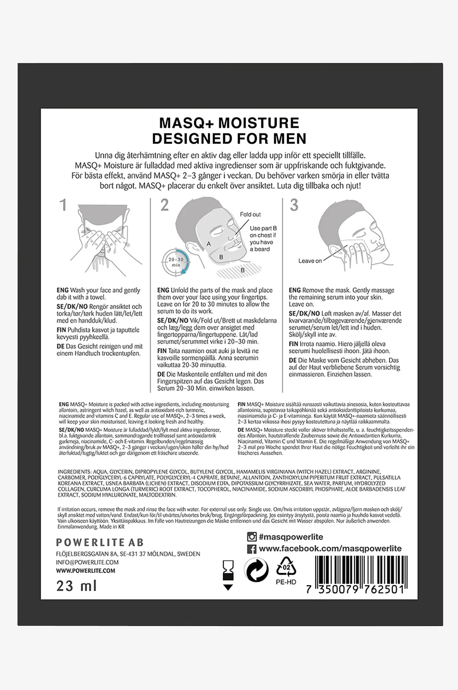 Moisture for men Sheet Mask