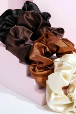 Nude Satin Scrunchies 4 Pcs