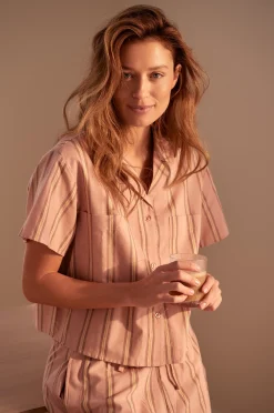 Paita Juliette Stripe Camp Collar