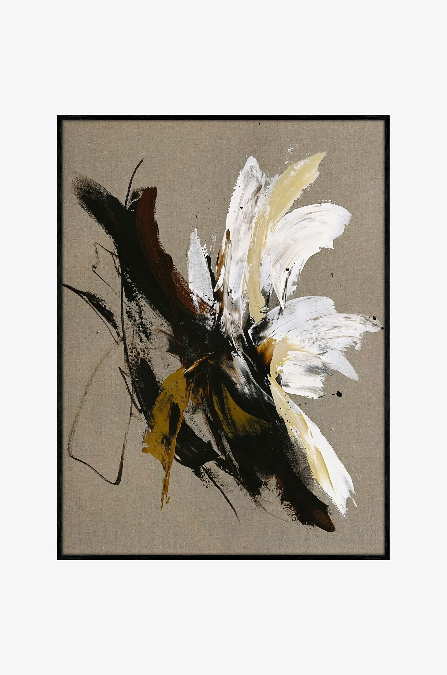 Pellavamaalaus / Explosive / 90x120 Cm / musta kehys