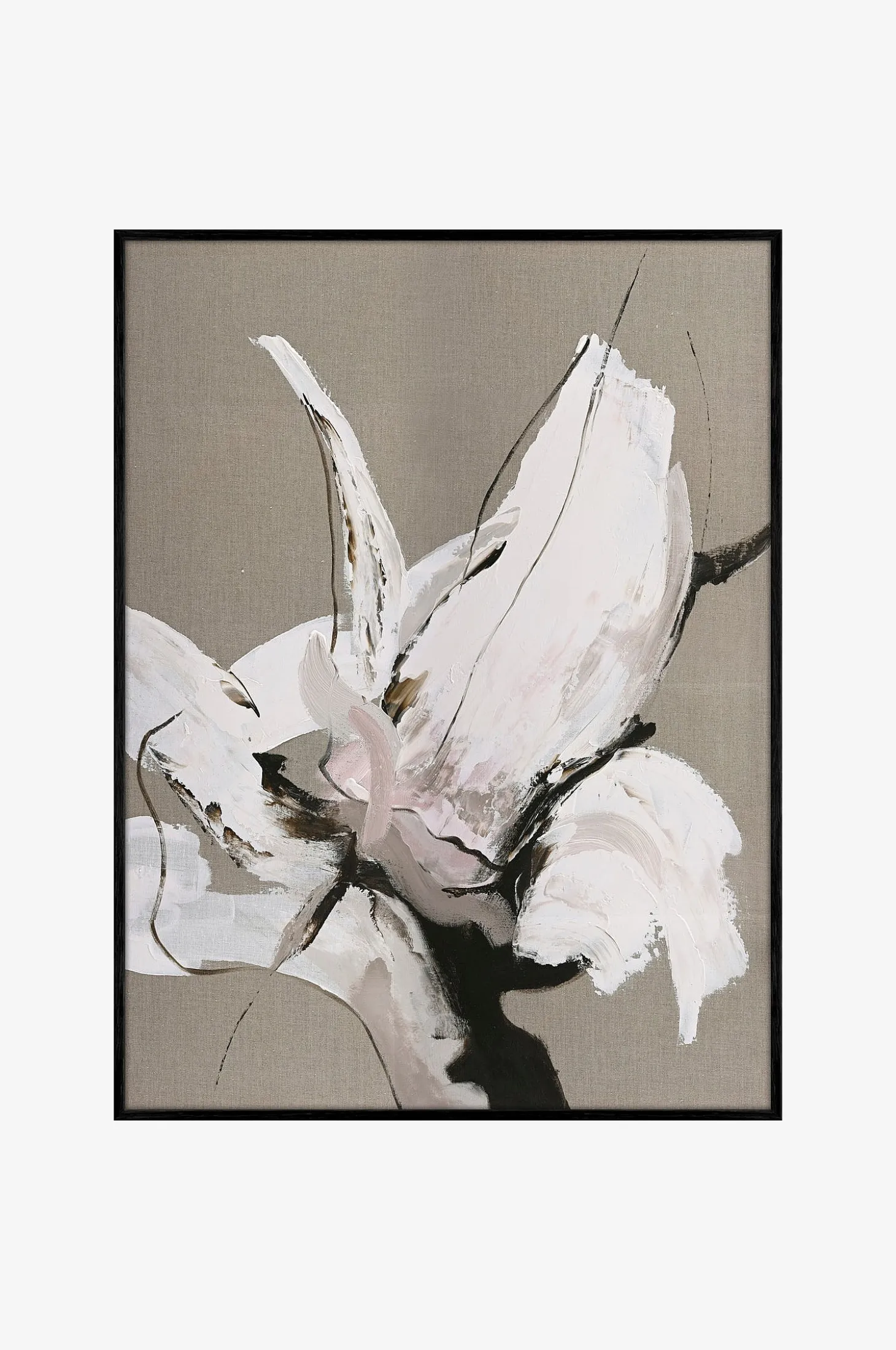Pellavamaalaus / Madaire / 90x120 Cm / musta kehys