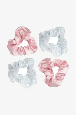Pink & White Satin Scrunchies 3 Pcs