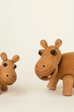 Puinen koriste Flora Hippo 11 cm