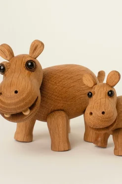 Puinen koriste Flora Hippo 11 cm