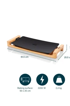 Pöytägrilli Table Chef Pure Black Bamboo 50 x 25 cm