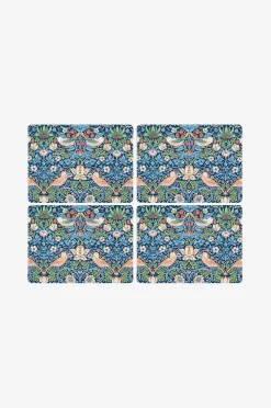 Pöytätabletit Morris & Co Strawberry Thief Blue, 4/pakk.