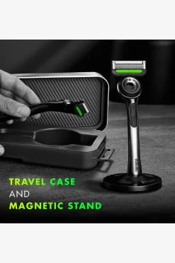 Razor Labs magneettijalustan, matkalaukun ja 5 partaterän kanssa