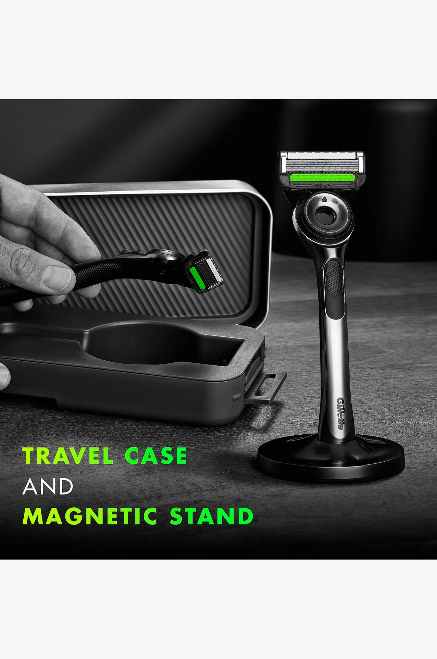 Razor Labs magneettijalustan, matkalaukun ja 2 partaterän kanssa