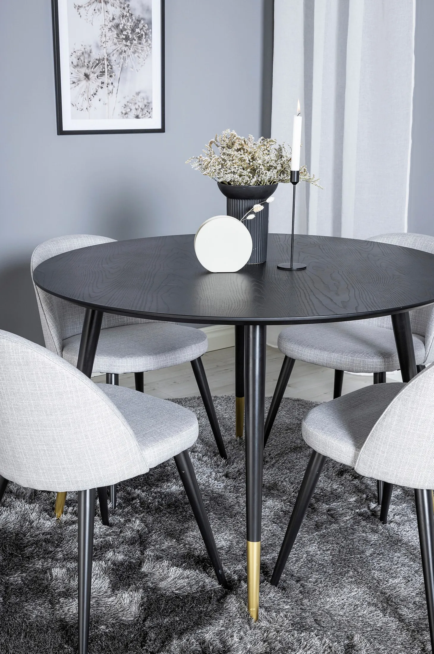 Ruokailuryhmä Dipp ja ruokapöydän tuolit Velvet, 4 kpl