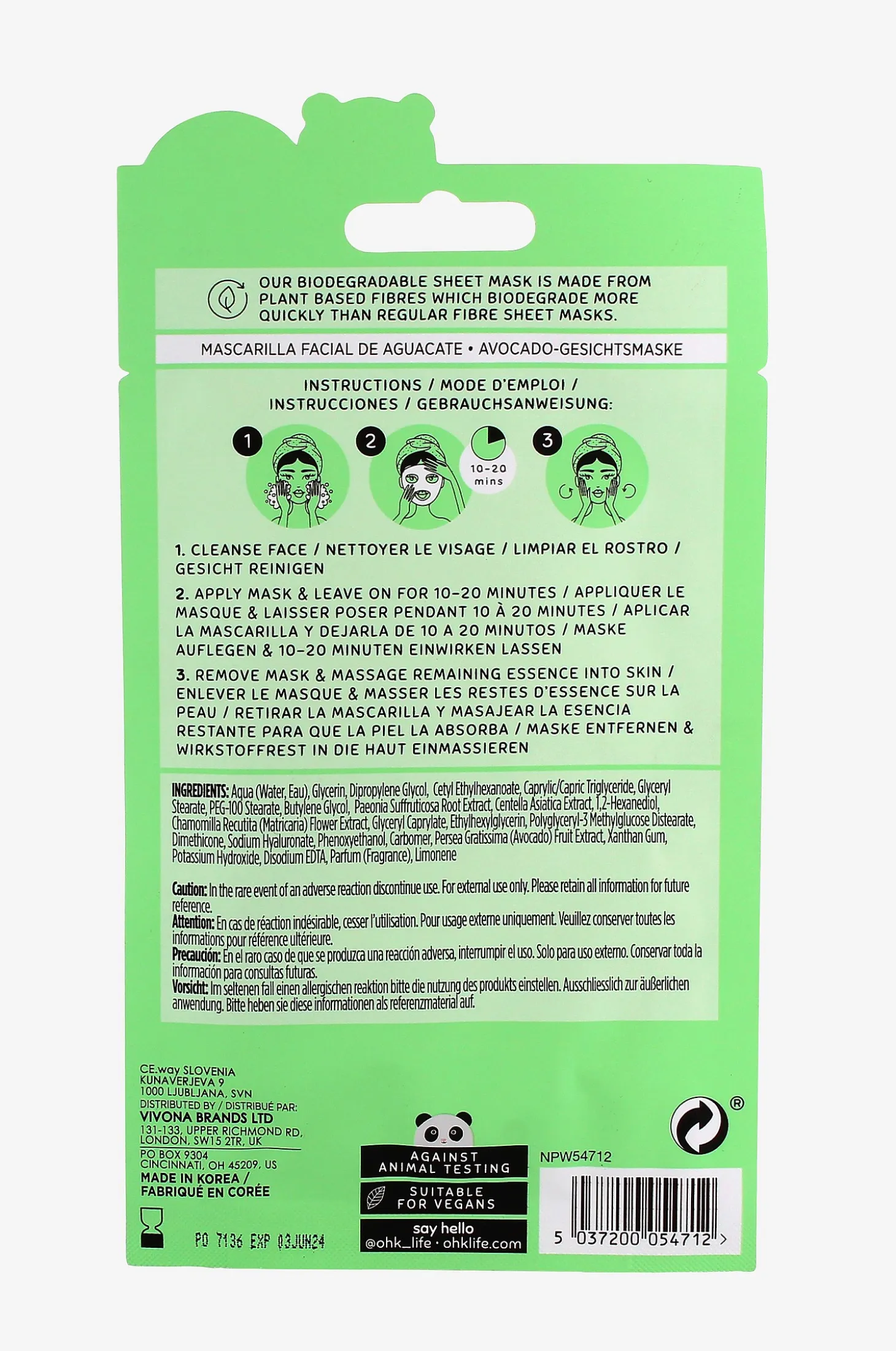 Super Silky Avocado Sheet Mask 20 ml