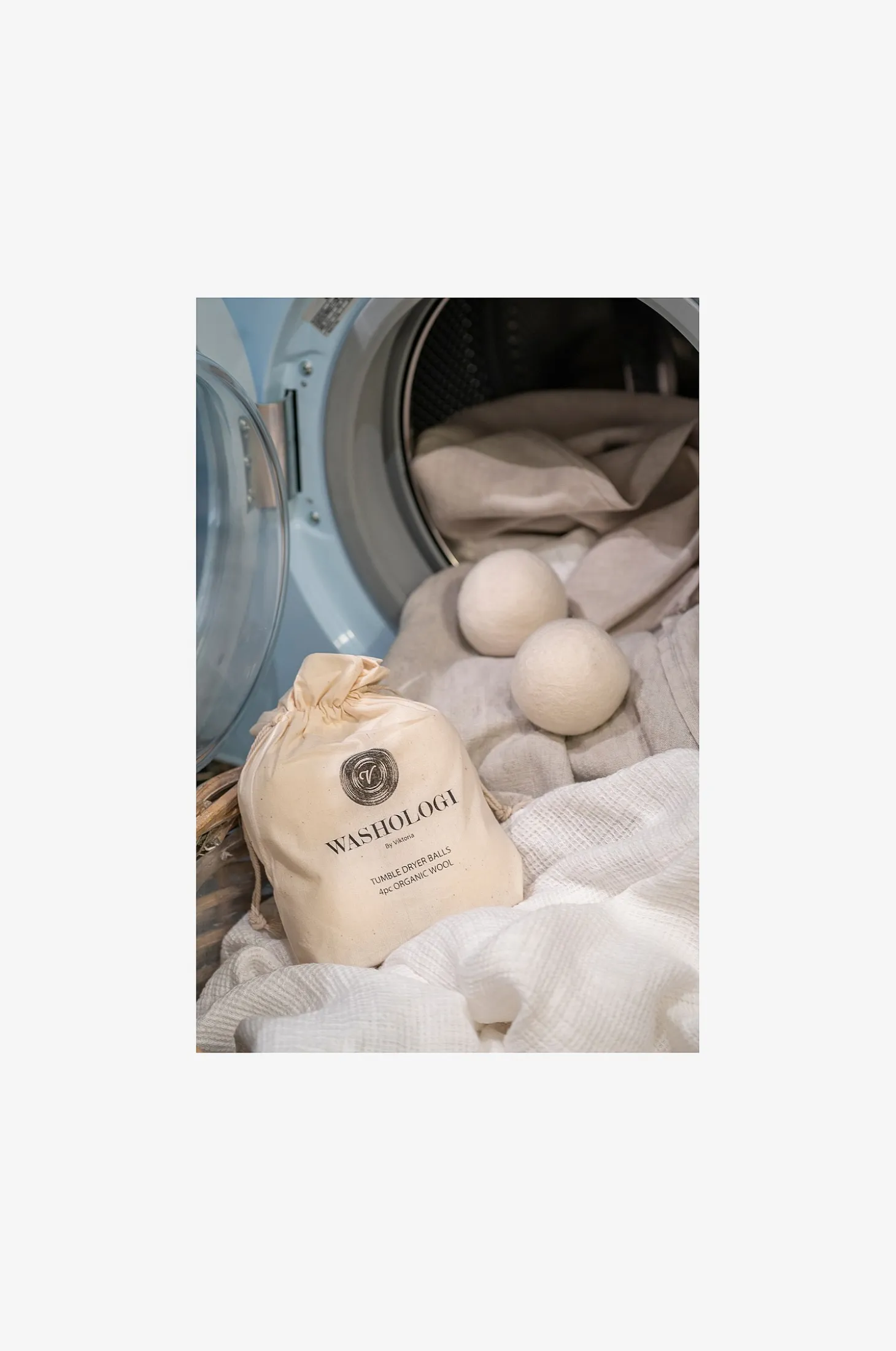 Villapallot kuivausrumpuun